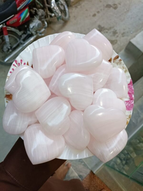 mangano pink calcite hearts